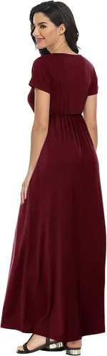 Miniatura 2 de Lacavocor - Vestido largo de manga corta para mujer con estampado floral y a rayas, vestido informal de corte imperio