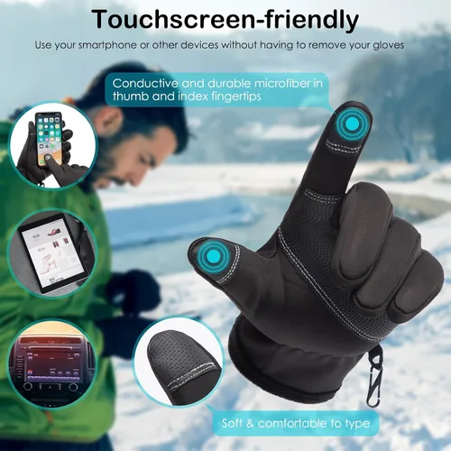 Miniatura 4 de Guantes de invierno cálidos, aptos para pantalla táctil, para clima frío, guantes de conducción, resistentes al viento, antideslizantes, guantes
