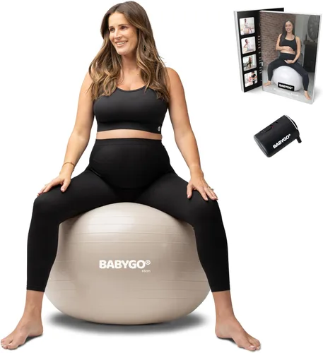 Miniatura 11 de BABYGO Pelota de Parto – Juego de pelota y libro de yoga para embarazo, trabajo de parto y ejercicio con enfoque en trimestres, fisioterapia