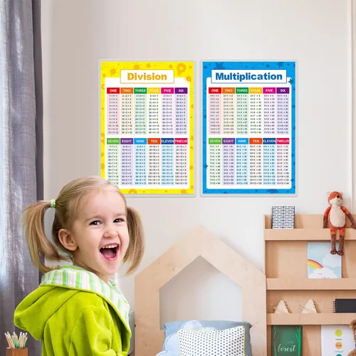 Miniatura 4 de SpriteGru Carteles educativos laminados de matemáticas, herramientas de aprendizaje de matemáticas de multiplicación y división, pósteres educativos