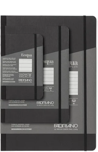 Miniatura 10 de Fabriano Ecoqua Plus Cuaderno encuadernado en tela, 8.3 x 11.7 pulgadas, A4, forrado, negro