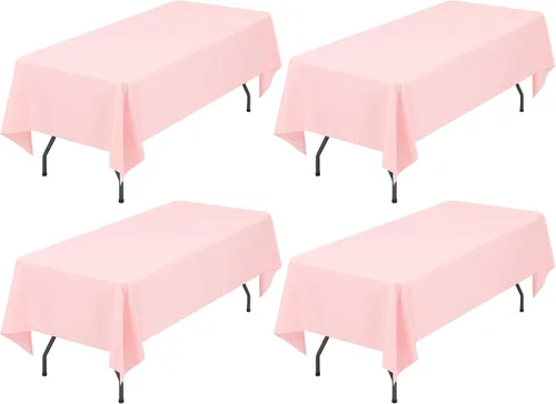 Miniatura 87 de Showgeous Paquete de 4 manteles rectangulares de poliéster de 60 x 102 pulgadas, resistentes a las arrugas, lavables, para bodas, mesas de comedor