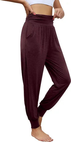Miniatura 4 de Paquete de 2 pantalones deportivos de yoga para mujer, cómodos pantalones deportivos con bolsillos, casuales, holgados, cómodos, de cintura alta