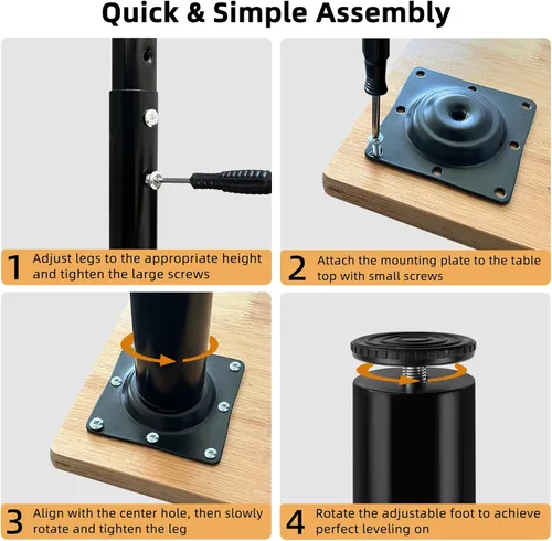 Miniatura 5 de QLLY Patas de metal ajustables para mesa, 24-40 pulgadas, 23.6-39.4 in, pata de escritorio para oficina en casa, juego de patas para muebles