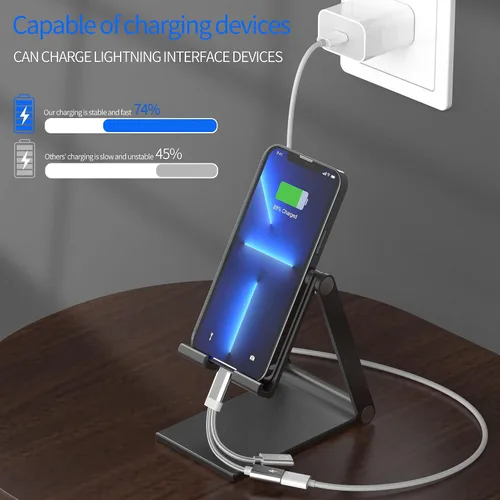 Miniatura 2 de Adaptador para iPhone para conector de auriculares para Apple 14 13 12 Pro Splitter Audio (2 en 1) Dual Lightning AUX a cable de carga Dongle
