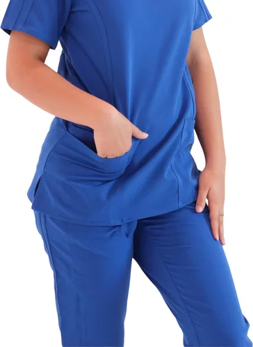 Miniatura 11 de Conjunto de 7 bolsillos Tali & Maya de enfermería para mujer, conjunto de uniforme médico diario para mujer, 3 bolsillos, parte superior, 4