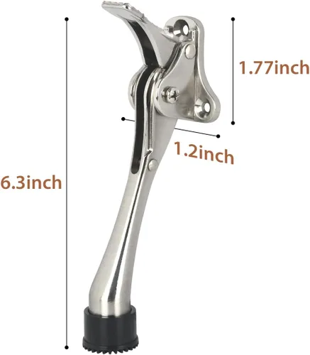 Miniatura 2 de Topes de puerta abatibles de 6 pulgadas con punta de goma antideslizante, soporte inferior resistente de un solo toque, tope de puerta de metal