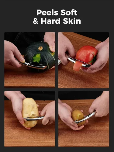 Miniatura 5 de Pelador profesional de verduras, pelador de patatas de acero inoxidable 304 para cocina, hoja ultra afilada, mango ergonómico antideslizante, apto
