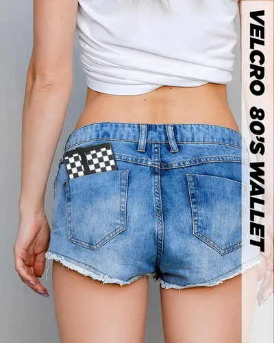 Miniatura 2 de Fydelity Billetera con bloqueo RFID de los años 80, cartera de protección de datos para tarjetas y dinero en efectivo, billetera plegable con gancho