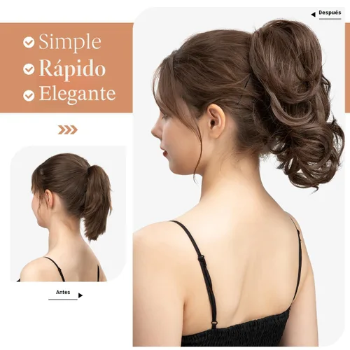 Miniatura 6 de CJL HAIR - Extensiones de cabello tipo pinza de garra para coleta baja, trenzas onduladas/rizadas, sintéticas, piezas de cabello desordenado tipo