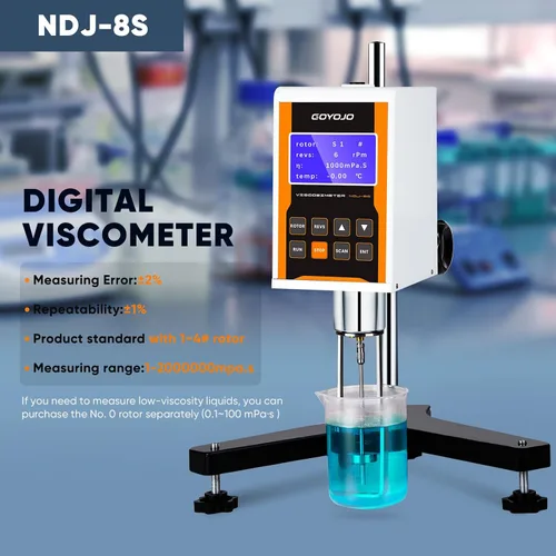Miniatura 2 de Viscosímetro rotativo digital con 4 rotores y sonda de temperatura, medidor de viscosidad de laboratorio con salida de datos para tintas, pinturas