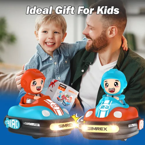 Miniatura 6 de SIMREX Juego de autos de parachoques RC para 2 jugadores para niños de 3 años en adelante, autos de batalla con control remoto con luces LED, música