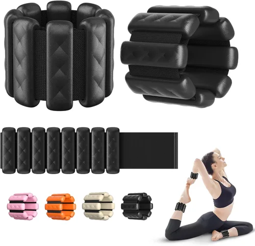 Miniatura 11 de Pesas de muñeca y tobillo de Pilates para mujeres - Brazaletes con peso ajustables para hombres, bandas de brazo con peso de 2 libras, pesas de pie