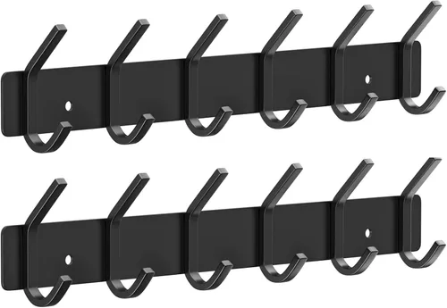 VAEHOLD Ganchos de Pared para Abrigos Montados en Pared, Perchero con 6 Ganchos Dobles para Colgar Toalla Sombrero Abrigo Bata Bolsa Llave para Baño