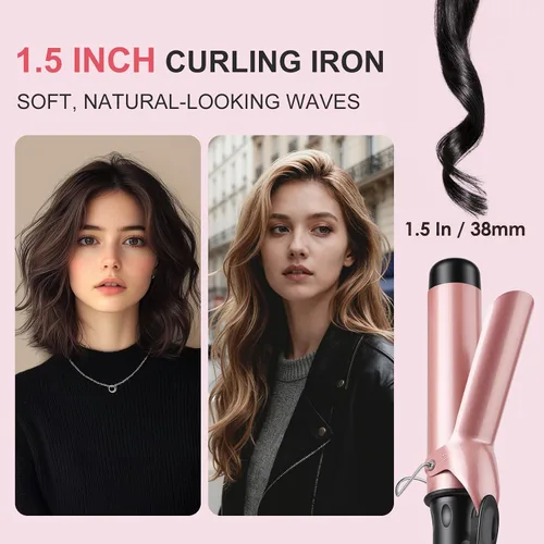 Miniatura 2 de Varita rizadora para cabello largo y corto, rizador de pelo de cerámica con temperatura ajustable de 14, estilizador de viaje de doble voltaje