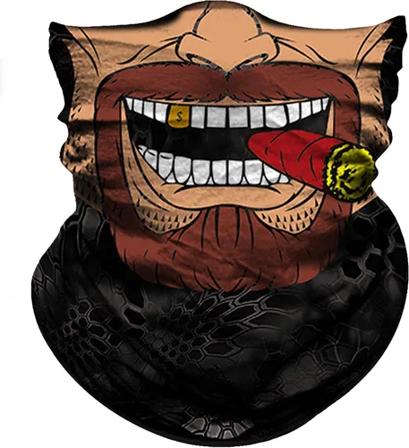 Miniatura 19 de Obacle Bandana máscara facial cuello polaina tubo máscara hombres mujeres para protección solar contra el polvo Bandera de calavera blanca y negra