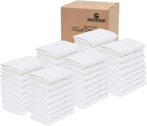 Miniatura 10 de GOLD TEXTILES Paquete de 12 toallas de baño a granel blancas (22 x 44 pulgadas) económicas y ligeras, fáciles de cuidar