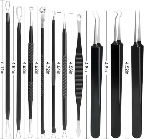 Miniatura 7 de Kit de herramientas para reventar espinillas, 10 unidades, removedor profesional de puntos negros, extractor de comedones para una fácil extracción
