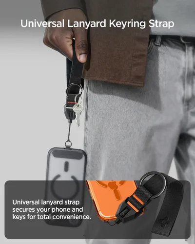 Miniatura 2 de Spigen Life - Mosquetón con correa para llaves y artículos de transporte diario, llavero anillo mosquetón - Padre Negro