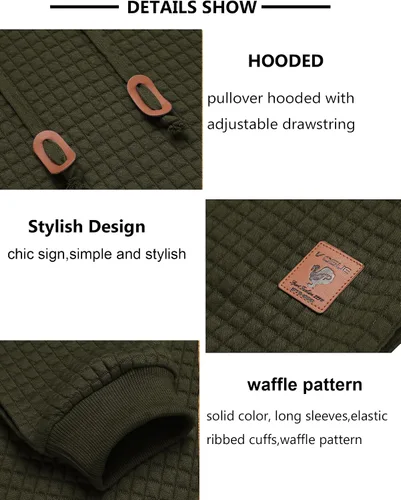 Miniatura 5 de COOFANDY - Sudadera con capucha para hombre, casual, de manga larga, con cordón ajustable y tejido de punto de gofre
