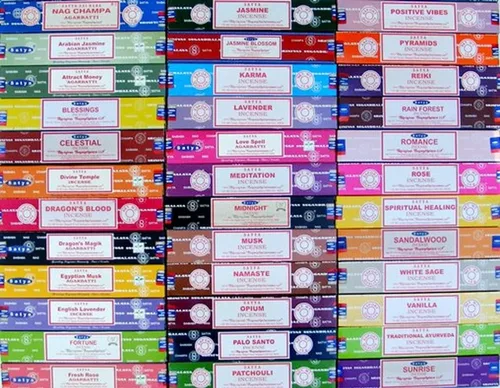 Miniatura 6 de Set de regalo de incienso Satya Nag Champa, Super hit, Dragon's Blood, Sandalwood, Patchouli, Lavender, Positive Vibes 15 g x 7 paquetes