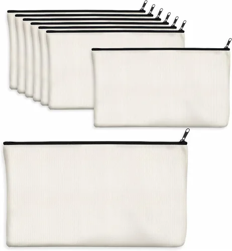 Miniatura 9 de Paquete de 8 bolsas de lona coloridas con cremallera, bolsas para manualidades DIY, bolsas de lona de viaje para maquillaje, cosméticos, artículos