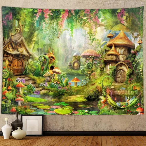 Miniatura 11 de Sanzugh - Tapiz de pared de playa del océano, arte de ventana falsa de naturaleza del mar de Hawái, tapices para colgar en dormitorio, dormitorio