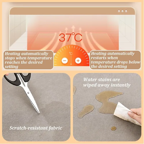 Miniatura 3 de Electric Heated Area Rug - Portable Heating Pad with Adjustable Temperature & 12H Timer, Ideal for Living Room, Bedroom, Office - 50x100cm Electric