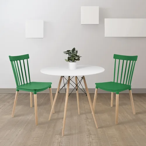Miniatura 4 de DSW - Sillas de comedor de plástico modernas sin brazos con patas de madera para estar, dormitorio, cocina, comedor, sala de espera, restaurantes