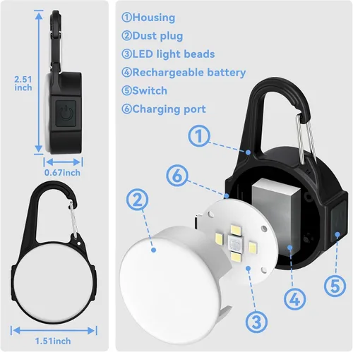 Miniatura 5 de Luces de perro para caminar por la noche, 4 modos IP68 impermeable collar de perro luz para clip nocturno, recargable de alta capacidad con 2 cables