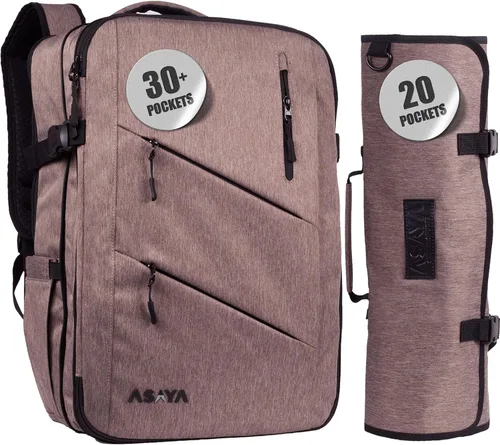 Miniatura 10 de Asaya - Mochila para cuchillos de chef con bolsa enrollable para 20 cuchillos de bolsillo - Más de 30 bolsillos para cuchillos - Los cuchillos