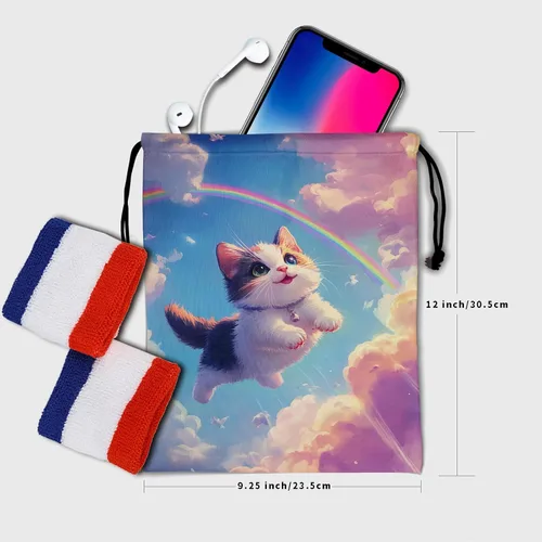 Miniatura 244 de Bolsa de agarre de gimnasia de piel de animal, bolsa de gimnasia con cordón ajustable, bolsa de cuerda para fauna silvestre, Mariposas Galaxy