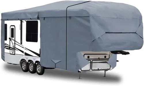 Miniatura 9 de GEARFLAG - Funda para remolque de autocaravana de 5ª rueda, transportador de juguetes, 5 capas superiores con tiras laterales reforzadas a prueba