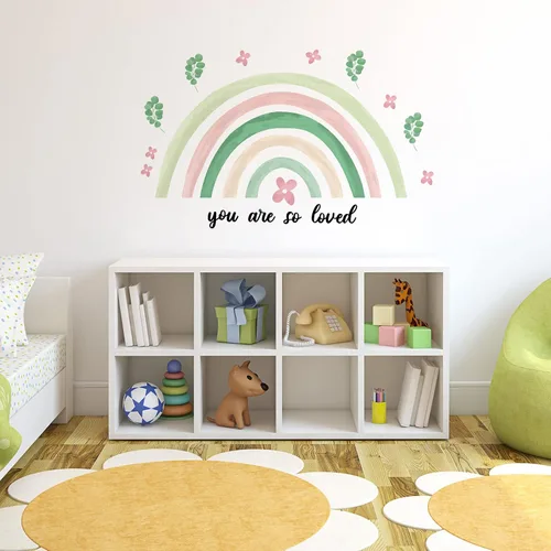 Miniatura 3 de Containlol Calcomanías de pared de arco iris, decoración de pared de sala de juegos para habitación de niñas, papel tapiz autoadhesivo de acuarela