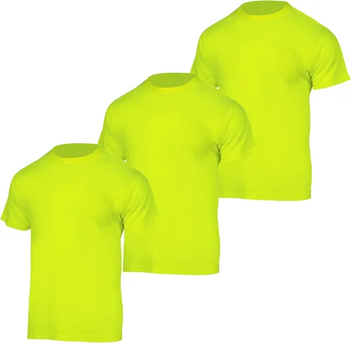 Miniatura 7 de VENDACE Camisetas de seguridad de alta visibilidad, paquete de 3 camisetas de trabajo de manga corta para construcción para hombres (naranja, XL)