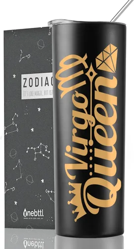 Miniatura 22 de Regalos del zodiaco Onebttl para mujeres, mejores regalos de cumpleaños para amigas, vaso de 20 oz de acero inoxidable, logotipo grabado en negro