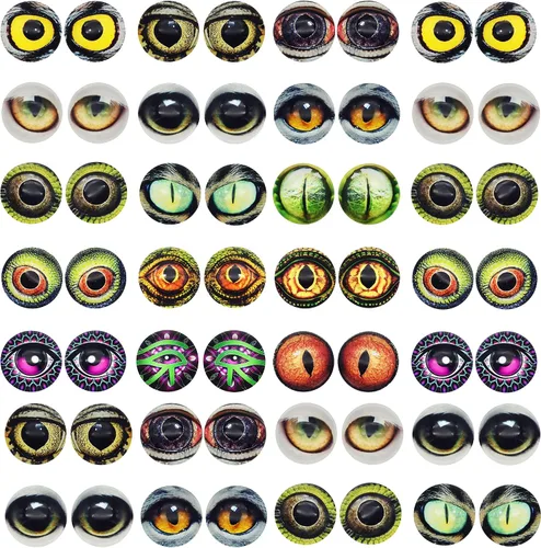 Miniatura 9 de 100 piezas de búho, serpiente, lagarto, ojos de animales, cabujón de cristal para hacer muñecas de arcilla, esculturas, accesorios