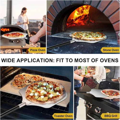 Miniatura 5 de Joyfair - Espátula de aluminio para pizzas (12 pulgadas), pala de pizza de metal con mango largo y cortador, juego de herramientas de torneado