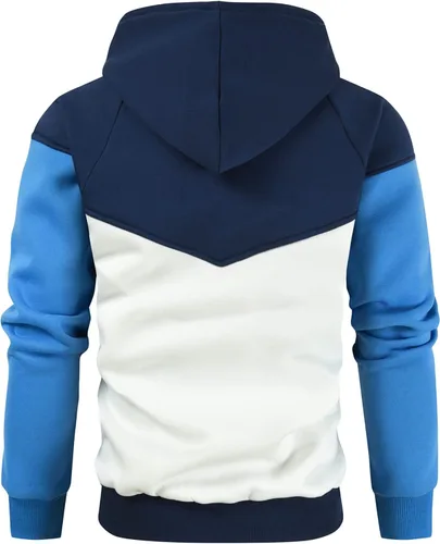 Miniatura 3 de Sudadera con capucha de forro polar de peso medio para hombre, casual, bloque de color, con bolsillos