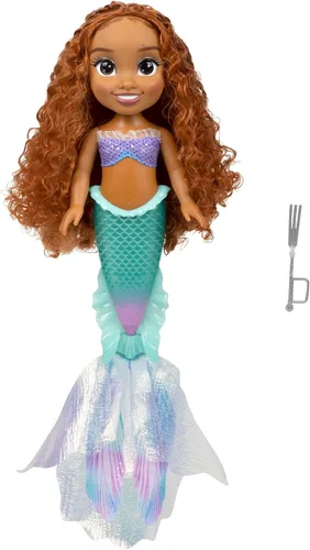 The Little Mermaid Disney Little Mermaid Movie - Impresionante muñeca Ariel de 15 pulgadas con cola iridiscente nacarada y aletas de tela brillante