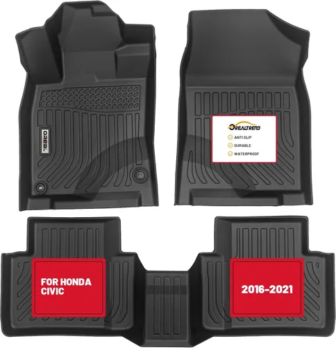 orealtrend - Alfombrillas de piso negras de repuesto para Honda Civic Sedan 10ª 2016-2021, resistentes, protección contra todo tipo de clima,