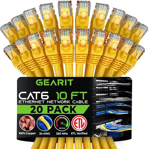 Miniatura 34 de Paquete de Cable Ethernet Cat 6 GEARit - Pack de 10 cables de conexión Ethernet Cat6 de 15 pies Cable de conexión de red RJ45, conectores dorados