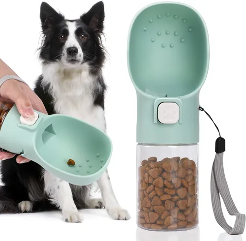 Colorday Dispensador de golosinas de mano para perros, bolsa integrada para clicker y golosinas, comedero de mano para entrenamiento de cachorros,