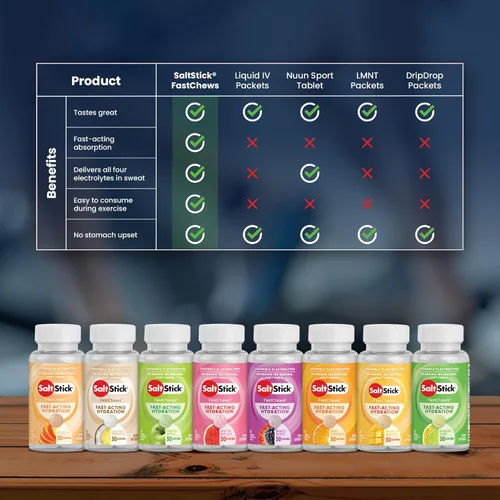 Miniatura 7 de SaltStick FastChews Electrólitos 60 tabletas de electrolitos masticables Tabletas de sal para corredores y nutrición deportiva de resistencia