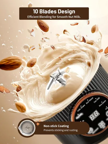 Miniatura 3 de Máquina para hacer leche de frutos secos, 35 oz casera de soja, almendra, avena, coco, bebidas a base de plantas y sin lácteos, máquina automática