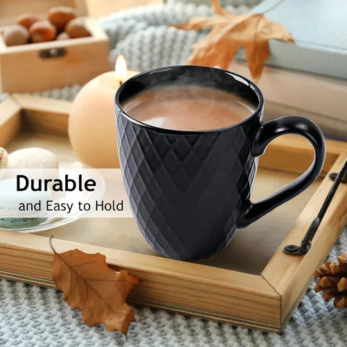 Miniatura 4 de MIAMIO - Juego de 6 tazas de café / Tazas de café - Tazas de cerámica de 6 x 14 onzas - Tazas de café grandes - Aptas para microondas y lavavajillas