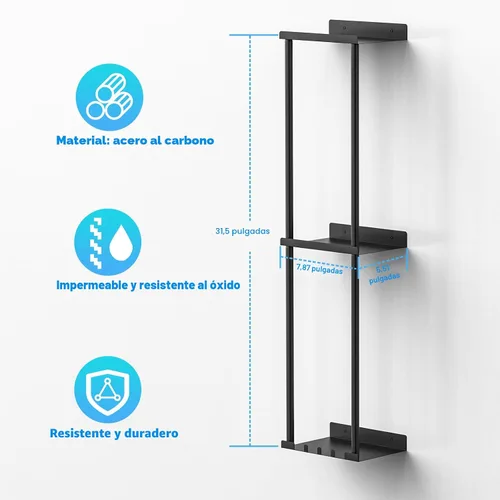 Miniatura 2 de Liuoud Toallero para Baño, Organizador Portador de Almacenamiento de Toallas Enrolladas Vertical Montado en la Pared con Estante, Sostiene Hasta 6