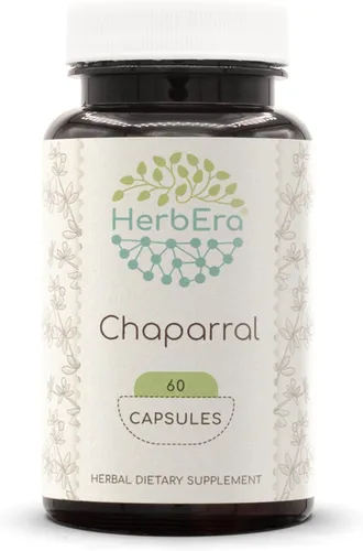 HerbEra Chaparral 60 Cápsulas, 500 mg, Chaparral (Larrea tridentata) Hoja Seca y Flor (60 Cápsulas)