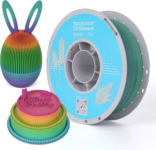 Miniatura 21 de Crystal Rainbow - Paquete de filamentos para impresora 3D de ácido poliláctico (PLA), 10 rollos, carrete de 2.2 libras, filamento degradado de 0.069