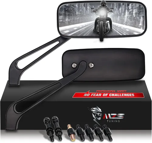 MZS Espejos retrovisores universales para motocicleta, ajuste de espejo lateral universal de 0.315 in y 0.394 in, color negro, compatible con